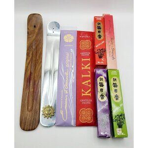 Incense Stick Holder Set Plus 6 Incense Boxes Various Scents Relax Aromatherapy